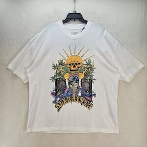 ALL SAINTS MEN'S 2XL SUNSHINE FESTIVAL MADE IN PORTUGAL WHITE TSHIRT NWT